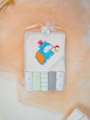 Baby Bubbles Hooded Towel - Blue Hippo