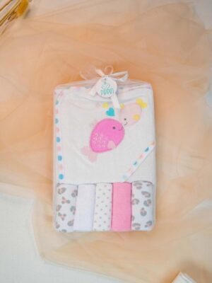 Baby Bubbles Hooded Towel Pink Fish
