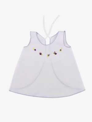 NB Baby Shirt with Embroidery Floral Garland Purple