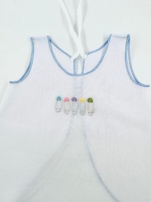 NB Baby Shirt with Embroidery Nappy Pins Blue